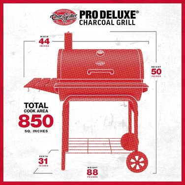 CHAR-GRILLER E2827 Pro Deluxe Charcoal Grill, black