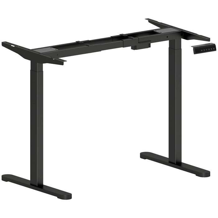 HOMCOM Height Adjustable Desk Frame Electric Table Frame with 2 Motors & 3 Memory Control Desk Legs with Low Noise, Collision Protection Black | Aosom