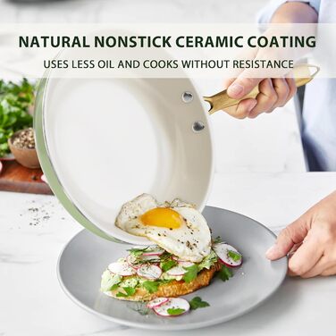 Набір посуду RIOVARM з нержавіючої сталі з антипригарним покриттям Ceramic, 6 предметів: каструлі, сковороди, соусники, шпатель. Посуд для кухні