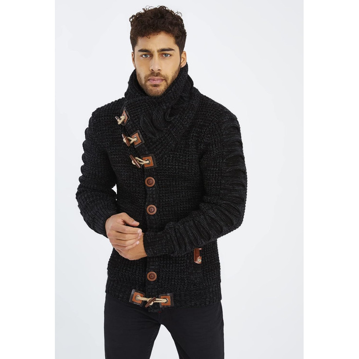 Чоловічий кардиган Leif Nelson з ґудзиками, Regular Fit, чорний/антрацитовий, для повсякденного та ділового стилю