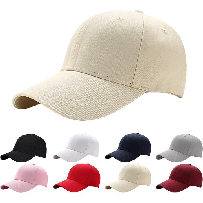 Кепка бейсболка унісекс, 100% бавовна, регульована, однотонна, універсальний розмір, сонцезахисна шапка