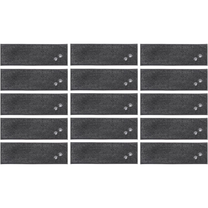 BEQHAUSE Килимки на сходи нековзні, 15 шт., машинне прання, самоклеючі, для дітей, літніх людей та домашніх тварин, 100% поліестер, TPE-підкладка, 22x70 см, темно-сірий, 15 шт.