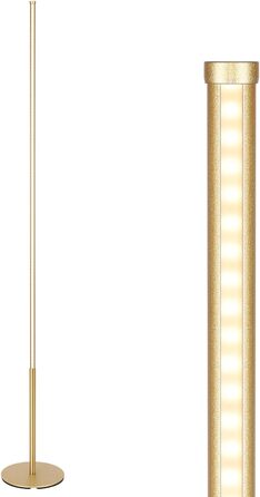LED торшер EDISHINE для вітальні, спальні, офісу, 146 см, золотий, з димером, тепле світло 3000K, з підсвіткою від підлоги