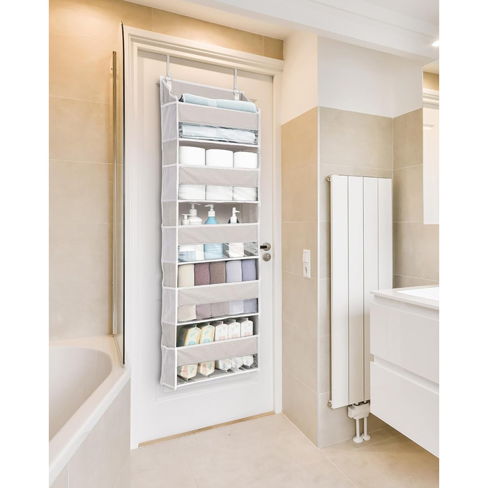 Органайзер для дверей ULG з 5 великими та 10 сітчастими кишенями, 20 кг вантажопідйомність, бежевий