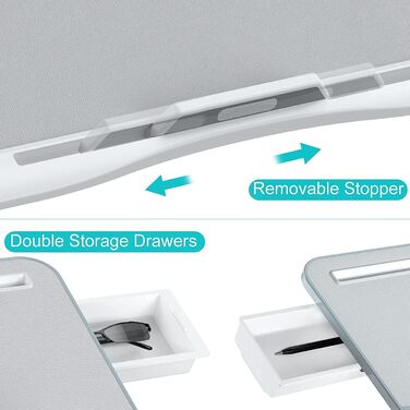 Клеар - Регульований столик-підставка для ноутбука на ліжко/диван/підлогу, XL (15.7'x23.6'), сірий, з двома висувними ящиками