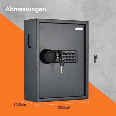 Сейф-скриня для ключів VonHaus на 71 ключ з кодовим електронним замком, настінний ключ-бокс зі світловою індикацією та 2 аварійними ключами