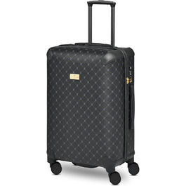 Чорний валіза середнього розміру Lazarotti Palermo (66 см) | Тріумф середній валіза-тележка 49 x 29 x 66 см | Легкий гібридний матеріал з логотипом та захистом кутів | 4 подвійні колеса та TSA-замок для жінок та чоловіків