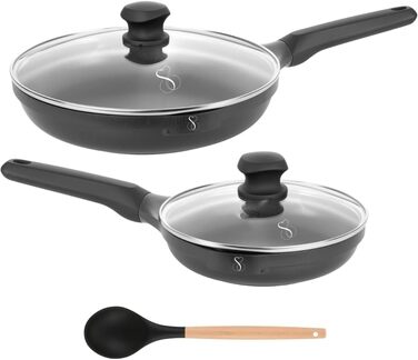 Набір сковорідок Stone&Stone 4 шт. (20, 24, 28, 32 см) з антипригарним покриттям | Для індукції, газу | Алюміній, сталь, професійні | З німецьким покриттям, без PFAS