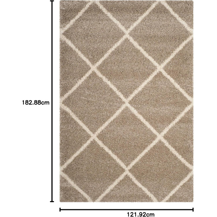 Килим SAFAVIEH Zottelig для вітальні, їдальні, спальні - колекція Hudson Shag, високий ворс, 183 x 274 см (122 x 183 см, прямокутний), бежевий та слонова кістка