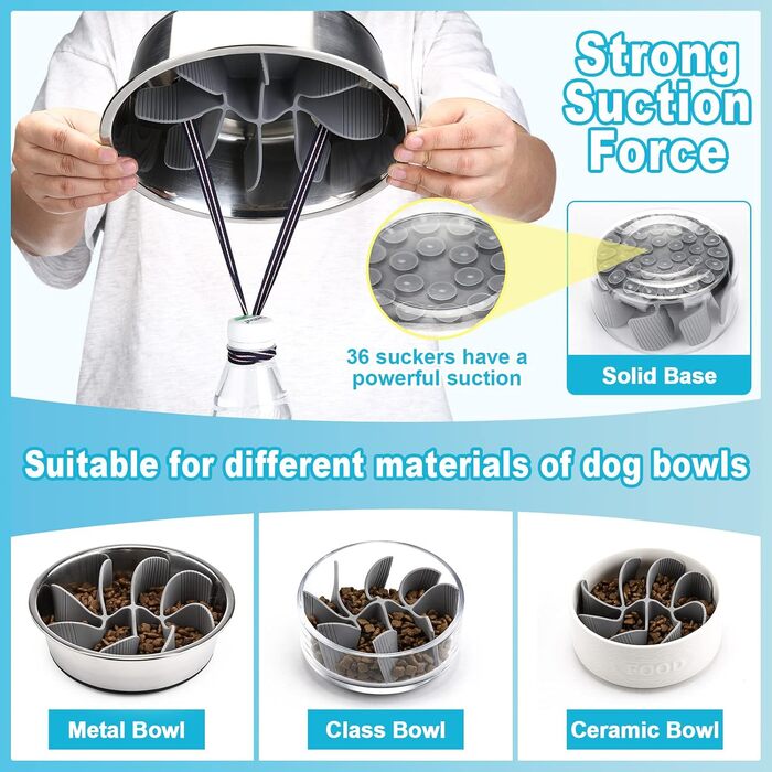 PETTOM 2 шт. миски для собак з нержавіючої сталі з антизалипанням, 2-в-1 миски для собак, годівниця для собак 1560 мл з неслизьким силіконовим дном, миска від заковтування для великих та середніх собак Ø21 см - 2 миски та 1 вставка