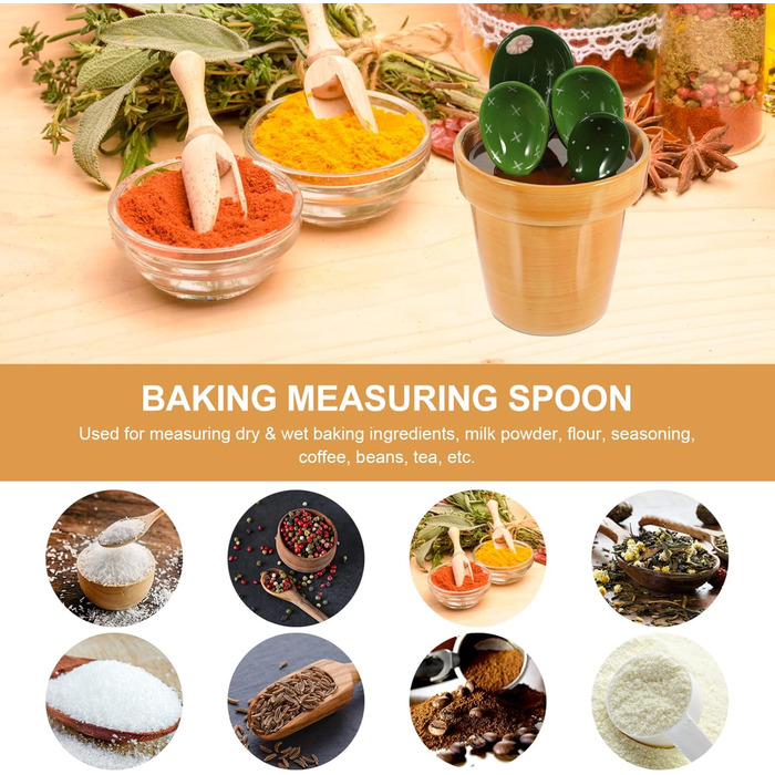 Cabilock Kitchen Measuring Spoon Set Ceramic Cactus Measuring Spoons: 1 Set Cute Measuring Cups and Spoons Porcelain - - Spoon with Holder for Baking Salt Sugar Nuts Dry Ingredients a Kitchen Gadget