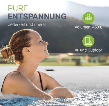 Надувна ванна Juskys L для відпочинку на відкритому повітрі: ванна для айсбергу, мобільна, з підголівником, з кришкою та насосом, чорна