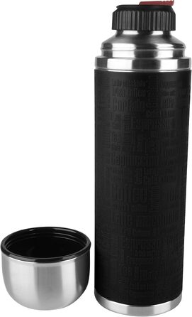 Emsa Senator Insulated Flask 515714 | Capacity: 1.0 L | 100 percent leak-proof | Silicone seal | Safe Loc closure | 12h hot or 24h cold | Black