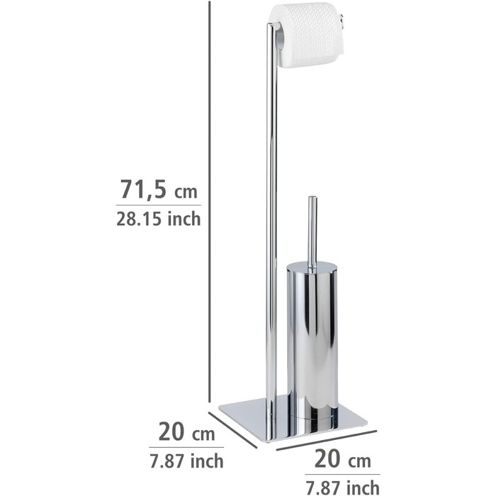 Набір для туалету WENKO Recco: тримач туалетного паперу та щітки, нержавіюча сталь, хром