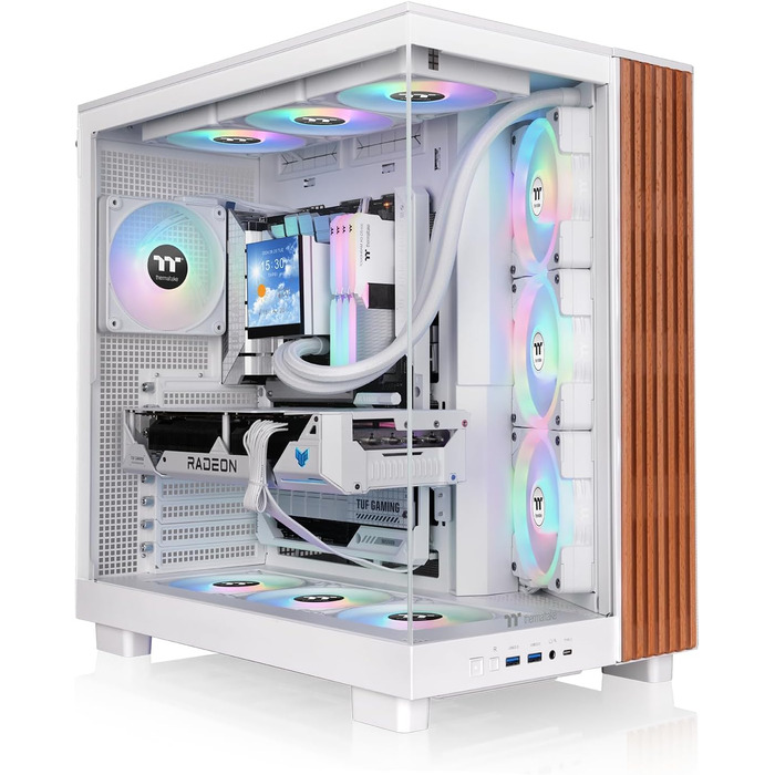 Корпус Thermaltake View 380 XL Wood Snow White – ATX Mid-Tower з RGB підсвічуванням, 4 вентилятори, USB-C, підтримка радіатора 360mm