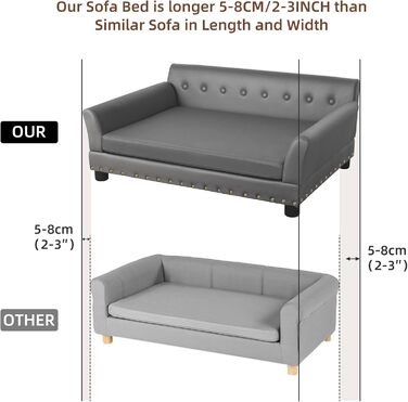 Софа для собак BingoPaw Luxus: велика ортопедична софа для собак XL, сіра, 120x74x40 см