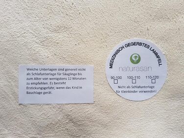 Дитяча овчина Naturasan, стрижена, медичне дублення, м’яка шкіра вівці для коляски, візка або як килимок для повзання, 80-90 см