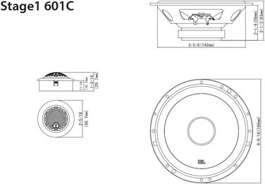 Автомобільна акустика JBL Stage1 601C 200 Вт, компонентна система 2-смугова, динаміки 16-17 см, твіттер, чорна, Harman Kardon