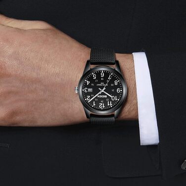 Чоловічий годинник: аналоговий кварцовий годинник на зап'ясті, водостійкий, модель R015, чорний колір