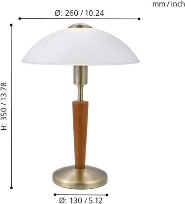 Настільна лампа EGLO Solo 1 з регулюванням яскравості, сталь, скло сатинове біле, цоколь E14