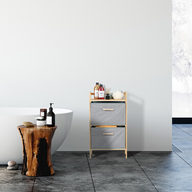 Relaxdays Bamboo Bathroom Shelf with 2 Laundry Baskets