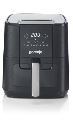Аерофритюрниця Gorenje AF1350DWB, 1350 Вт, чаша 5.4 л з вікном, 8 автоматичних програм, антипригарне покриття, LED-дисплей, чорна