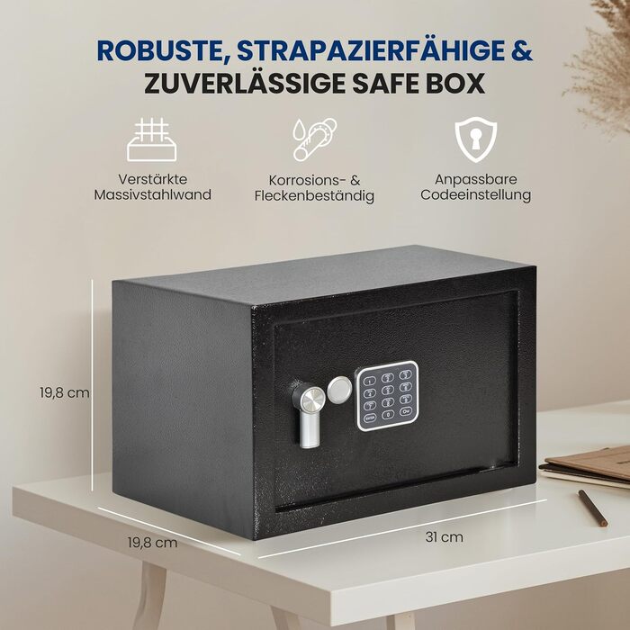 Меблевий сейф SereneLife Tresor 6.3L для дому, офісу, грошей та цінностей з цифровим кодом та ключем