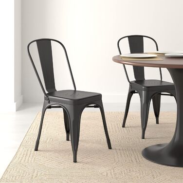 Набір з 4 стільців Amazon Basics Bistro, металеві, чорні, 51x43x85 см - для кухні та вулиці