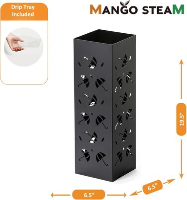 Підставка для парасольки Mango Steam Quadratisch, чорний колір, з принтом Brollies