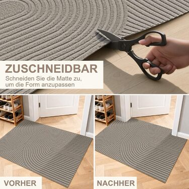 Килимок вхідний FEOMOS 90x150 см бежевий, вологопоглинаючий та протиковзкий килим для дому, передпокою, кухні та балкона, придатний для прання