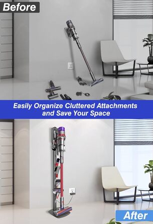 Підставка для пилососа Haturi для Dyson Gen5 V15 V12 Detect V11 V10 V8 V7 V6, металева стійка-дозатор, приховане кабельне кріплення, сірий