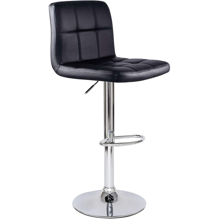 Dibea 2-Piece Swivel Bar Stools with Adjustable Height & Footrest - Black, Up to 130kg Capacity