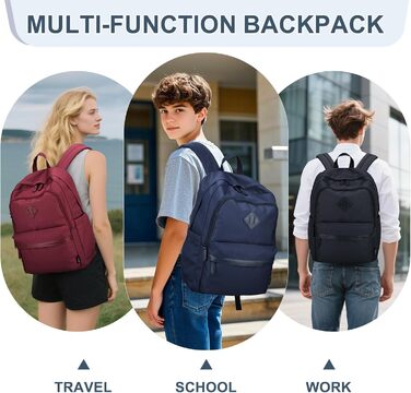 Ранець RAVUO для чоловіків та жінок, 15.6 дюймів, водонепроникний, для підлітків, рюкзак для школи, подорожей, роботи, чорний (синій)