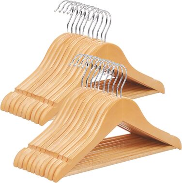 SONGMICS Children's Clothes Hangers, 20 Pack, Wood, Natural, 35 cm, 18