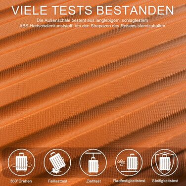 Валіза ручної поклажі TANTOI, жорсткий корпус, телескопічна ручка, кодовий замок, для подорожей та ділових поїздок (світло-оранжевий, M)