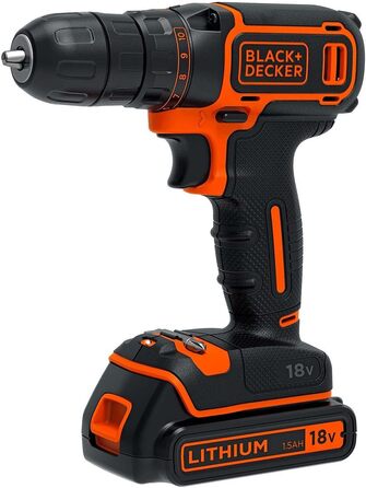 Акумуляторний дриль-шуруповерт Black+Decker BDCDC18K (18V, Li-Ion, LED, планетарне передаточне число, SoftGrip)