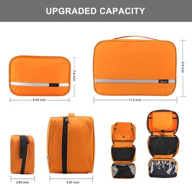Сумка для душу Jieei, для підвішування, водонепроникна, для жінок та чоловіків, з 4 відділеннями, складна, компактна (L-помаранчевий, L)
