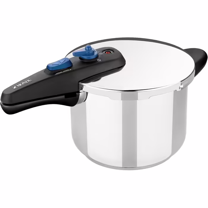 Monix Veloce -6 Liter, Stainless Steel, Pressure Cooker, suitable for all kitchen types including induction, Silver