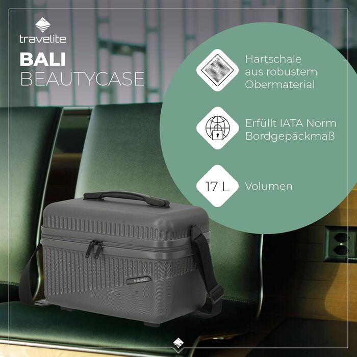 Чохол-валіза Travelite Bali 67 см, середній, 65 літрів, зелений: ABS, TSA-замок, Beauty Case