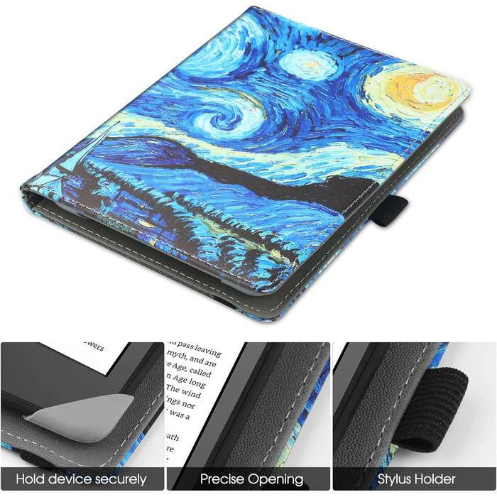 Чохол для eReader 6 дюймів: Kindle, Kobo, Tolino, Pocketbook, Sony. Чохол-підставка з петлею. Зіркове небо