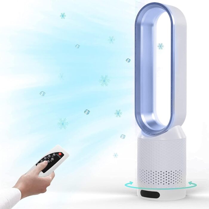 Турбовентилятор 2-в-1 з очищувачем повітря, тихий, з пультом ДК, таймером, осциляція, для дому (Блакитний)