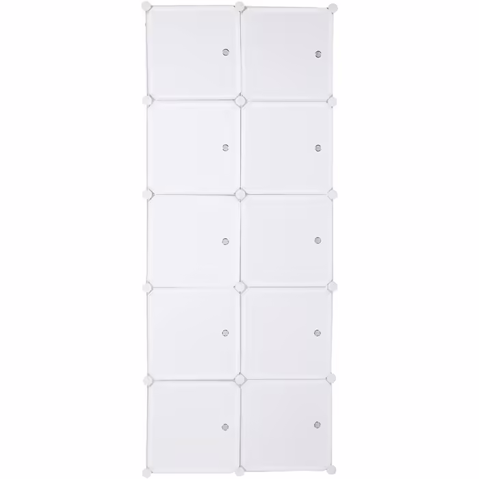 Modular wardrobe system, 10 dice, plastic wardrobe with doors, modular cabinet for space-saving storage, 70 x 45 x 175 cm, White door & Black cabinet. Storage for clothing, shoes, etc. (70 x 45 x 150 cm, White-1)