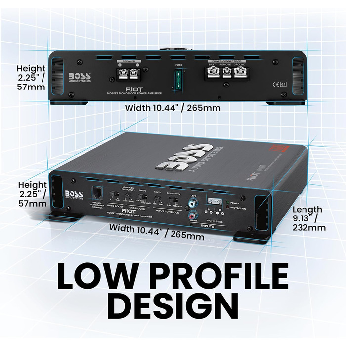 Автомобільний підсилювач BOSS AUDIO R1100M Riot 1100 Вт, клас A/B, моноблок, чорний