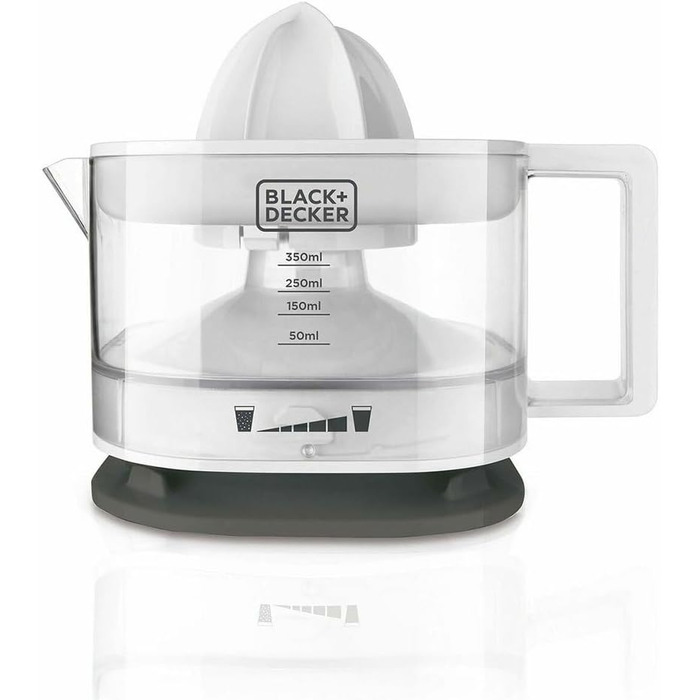 Електрична соковитискачка для цитрусових BLACK+DECKER BXCJ350E, 350W, нержавіюча сталь, регулятор м'якоті, 2 насадки