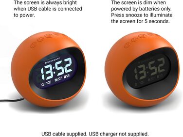 NEWGATE® Digital Centre of the Earth Alarm Clock (Orange with Black LCD Display)