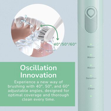 Електрична зубна щітка BarberBoss для дорослих QR-7537 (М'ята) – осцилююча, звукова технологія, 6 насадок, таймер, кейс