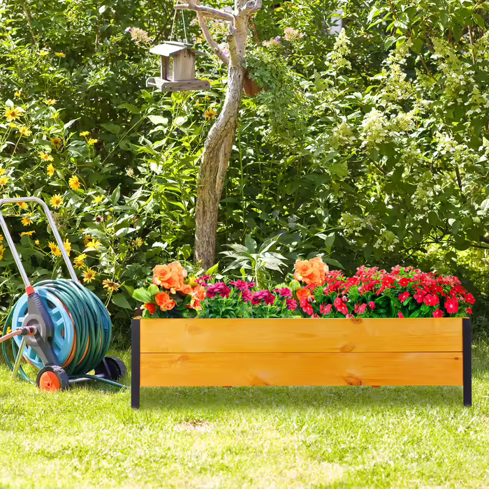 Relaxdays Wooden Raised Garden Bed, Narrow