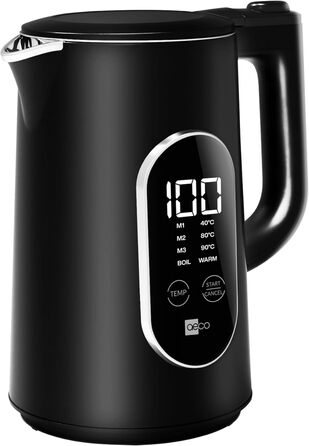 Електричний чайник Aeco AQA NEO з нержавіючої сталі, 1.7 л, 2150 Вт, без BPA, фільтр від накипу, бездротовий, CoolTouch, шампань срібло (Aqa Elite (чорний матовий))