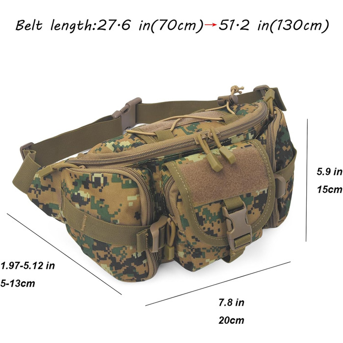 Тактична чоловіча поясна сумка Molle, водонепроникна, унісекс, для туризму, подорожей, бігу, кемпінгу (камуфляж 