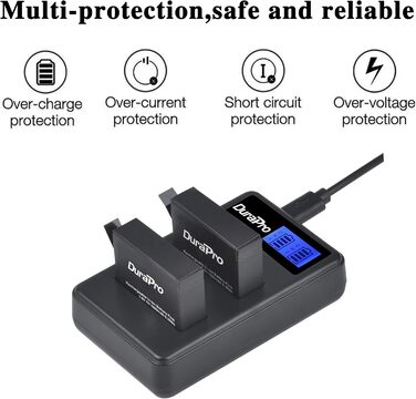 Акумулятор DuraPro 4X 1680mAh + LCD зарядний пристрій Dual USB для GoPro 4 / Hero 4 AHDBT-401